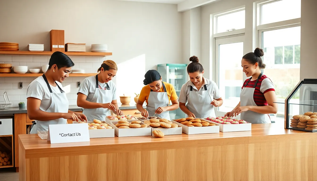 bakers collaborating in a bright, inviting bakery setting.