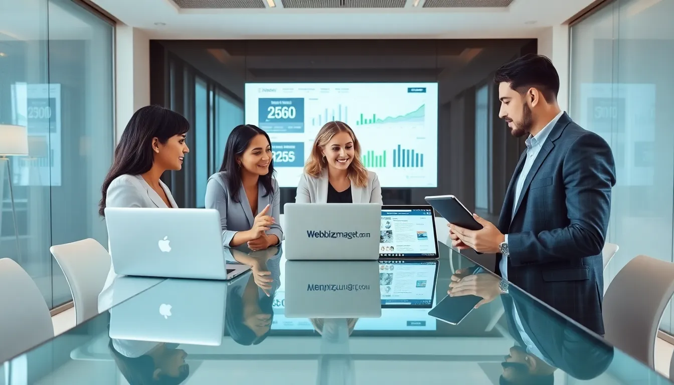diverse team collaborating in a modern office setting on digital marketing.